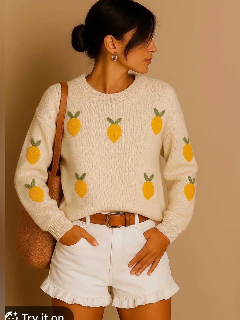 New With Tags Voy Embroidered Lemon Sweater Sz S (fits slightly large)